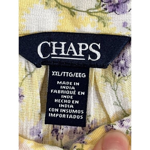 Chaps Floral Milkmaid Top 2XL Yellow Dainty Feminine Boho Western Retro Classic - Picture 3 of 11